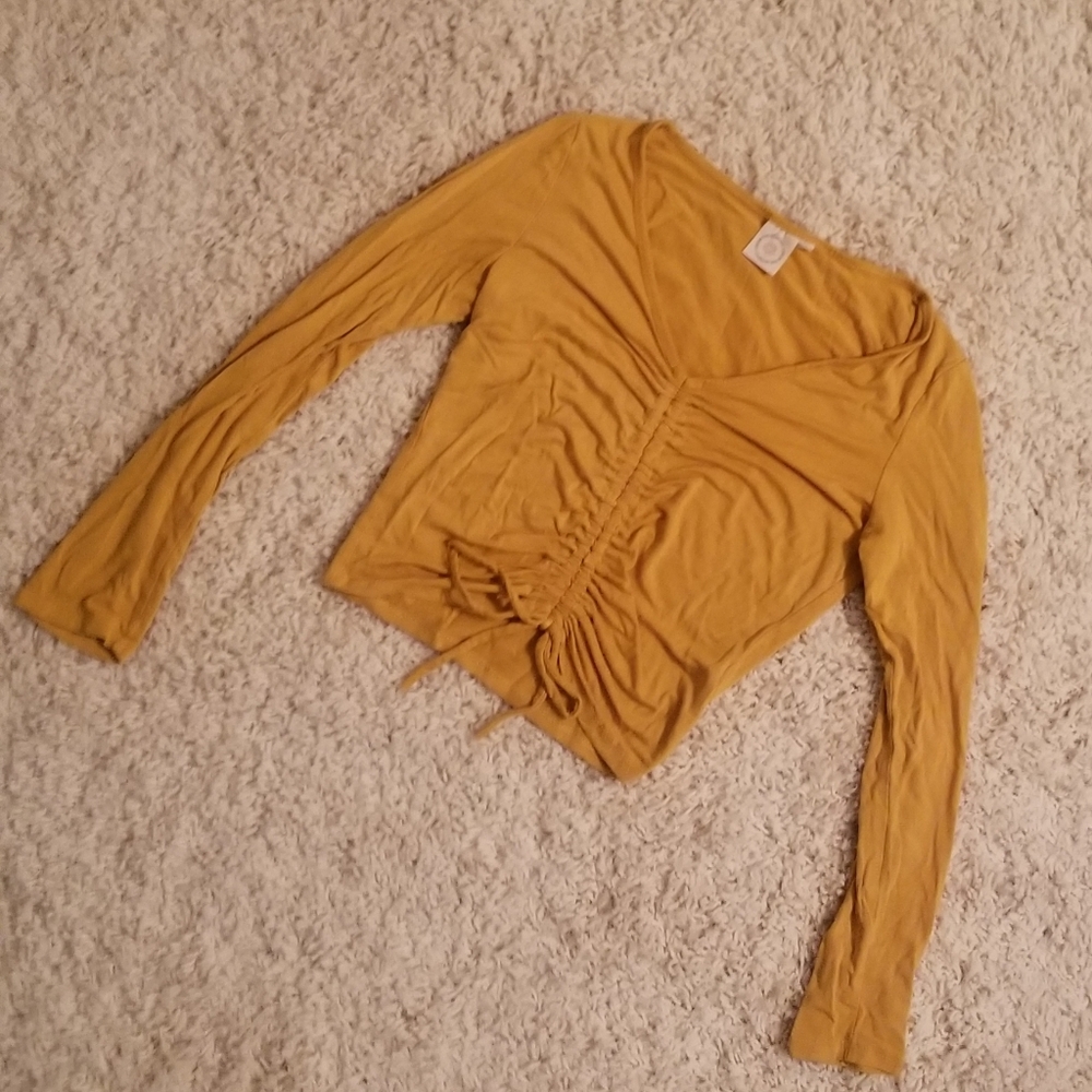 Yellow cinched crop top